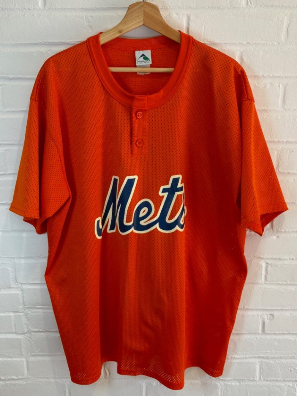 Vintage 80s New York Mets Jersey Orange Augusta Sportswear Mesh Men's 2XL
